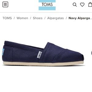 TOMS Navy Blue Alpargata Slip On Shoes Size 8